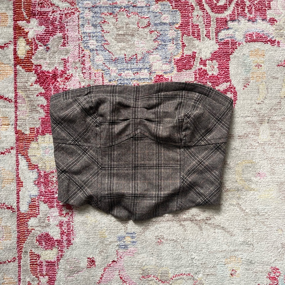 Free People Out West Plaid Corset strapless top